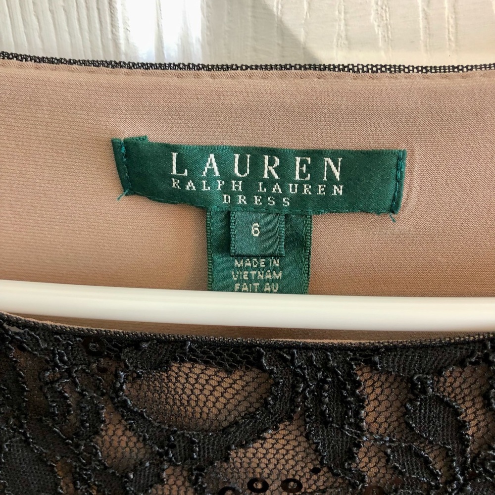 Ralph Lauren black sleeveless dress with lace and sequins. Size 6. - Picture 3 of 8